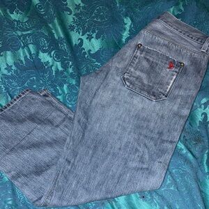 Mih London Boy Cropped Classic Blue Straight Leg Women's Jeans 27